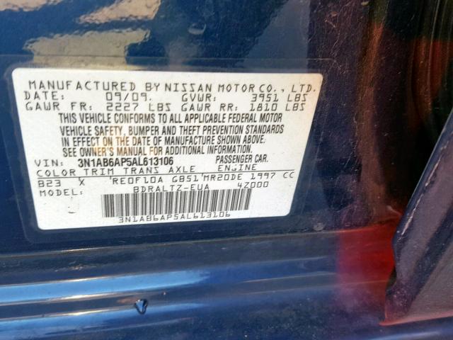 3N1AB6AP5AL613106 - 2010 NISSAN SENTRA 2.0 BLUE photo 10