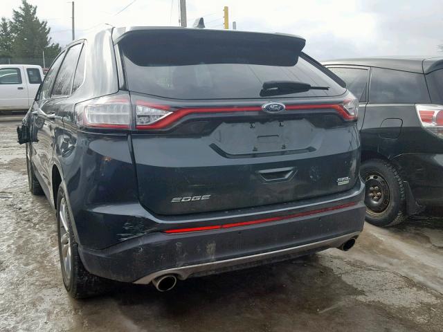 2FMTK3J97FBB74902 - 2015 FORD EDGE SEL GREEN photo 3