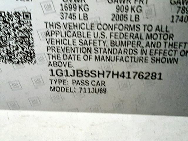 1G1JB5SH7H4176281 - 2017 CHEVROLET SONIC LS 白色 照片 10