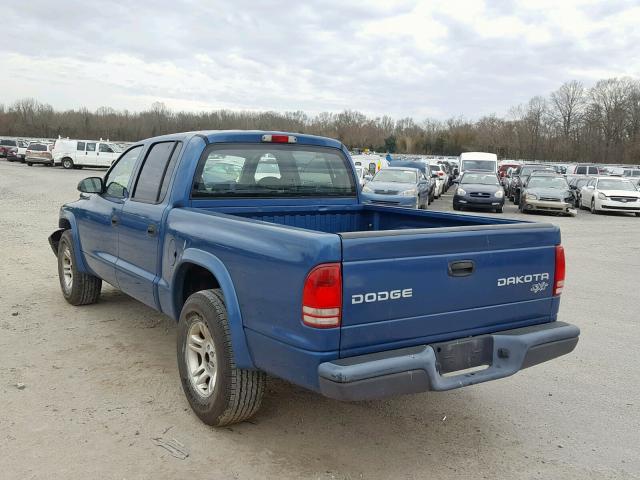 1D7HL38K94S730894 - 2004 DODGE DAKOTA QUA BLUE photo 3