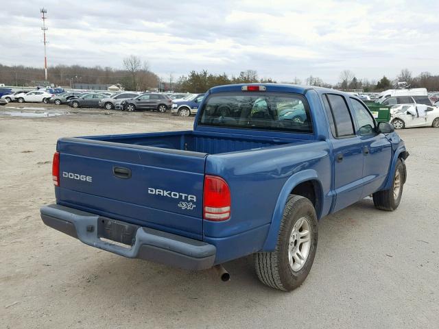 1D7HL38K94S730894 - 2004 DODGE DAKOTA QUA BLUE photo 4