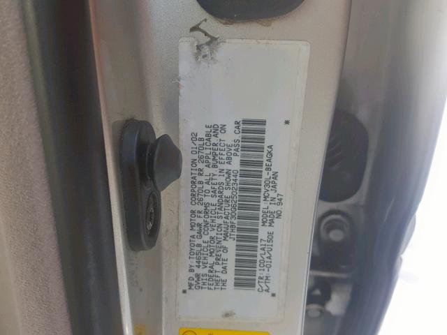 JTHBF30G625023440 - 2002 LEXUS ES 300 SILVER photo 10