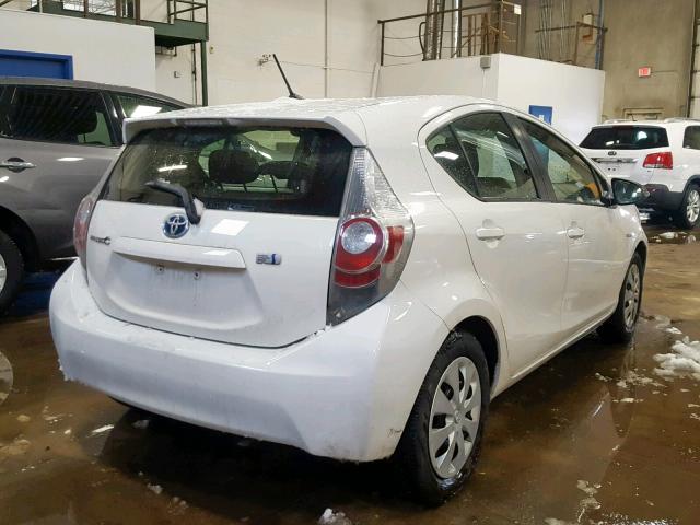 JTDKDTB3XD1531678 - 2013 TOYOTA PRIUS C WHITE photo 4