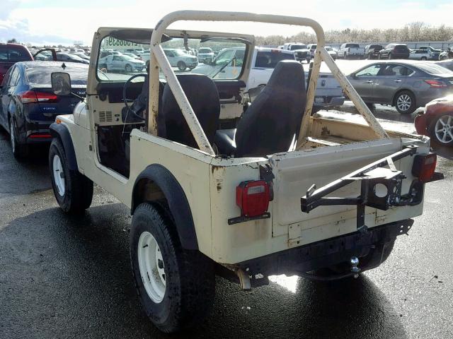 1JCUM87AXFT093036 - 1985 JEEP JEEP CJ7 TAN photo 3