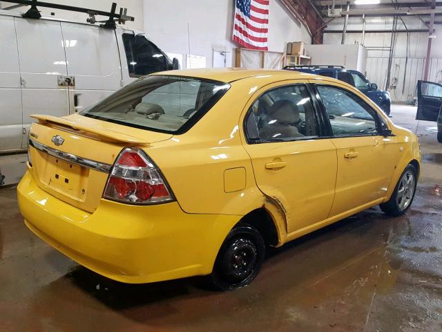 KL1TG56637B073550 - 2007 CHEVROLET AVEO LT YELLOW photo 4