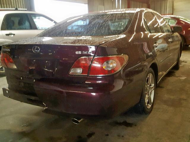 JTHBF30G025019819 - 2002 LEXUS ES 300 BURGUNDY photo 4