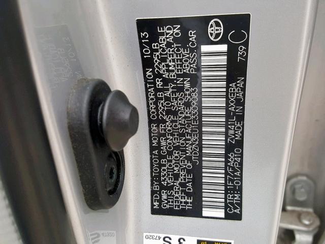 JTDZN3EU1E3309083 - 2014 TOYOTA PRIUS V SILVER photo 10