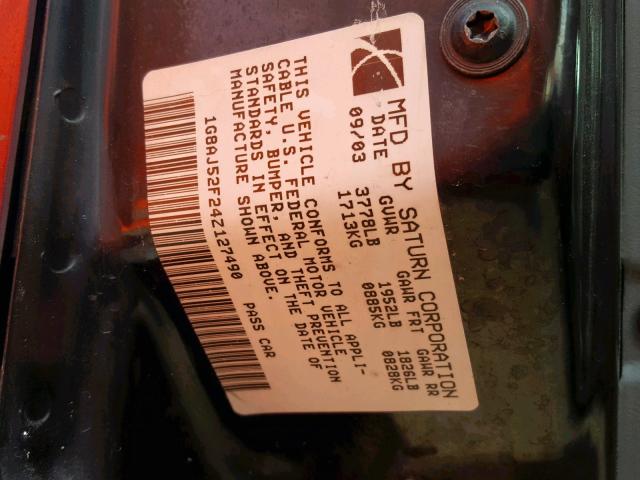 1G8AJ52F24Z127490 - 2004 SATURN ION LEVEL BURGUNDY photo 10