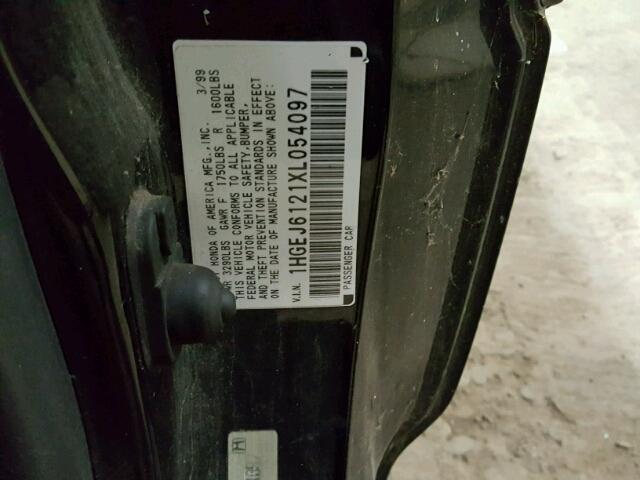 1HGEJ6121XL054097 - 1999 HONDA CIVIC DX BLACK photo 10