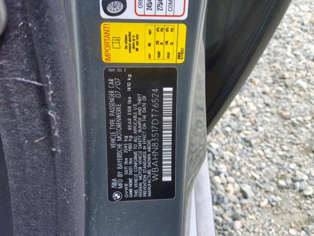 WBAHN83517DT76524 - 2007 BMW 750 GRAY photo 10