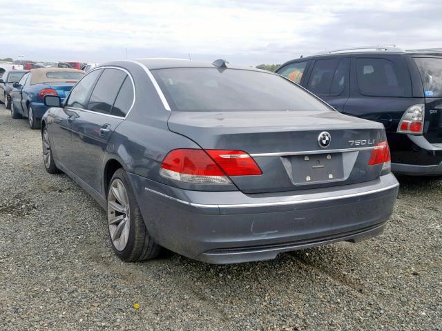 WBAHN83517DT76524 - 2007 BMW 750 GRAY photo 3