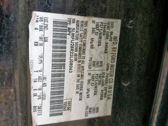 5LMFU28R23LJ08063 - 2003 LINCOLN NAVIGATOR Қара фото 10