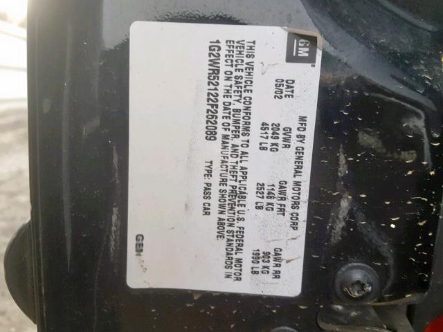 1G2WR52122F262089 - 2002 PONTIAC GRAND PRIX BLACK photo 10