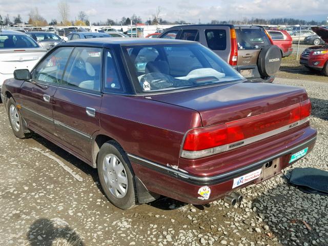 4S3BC6323N6622225 - 1992 SUBARU LEGACY L A BURGUNDY photo 3