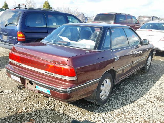 4S3BC6323N6622225 - 1992 SUBARU LEGACY L A BURGUNDY photo 4