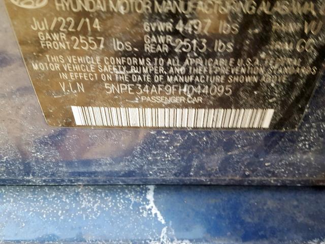 5NPE34AF9FH044095 - 2015 HYUNDAI SONATA SPO BLUE photo 10