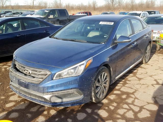 5NPE34AF9FH044095 - 2015 HYUNDAI SONATA SPO BLUE photo 2