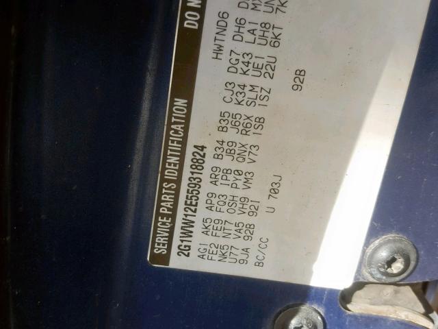 2G1WW12E559318824 - 2005 CHEVROLET MONTE CARL 蓝色 照片 10