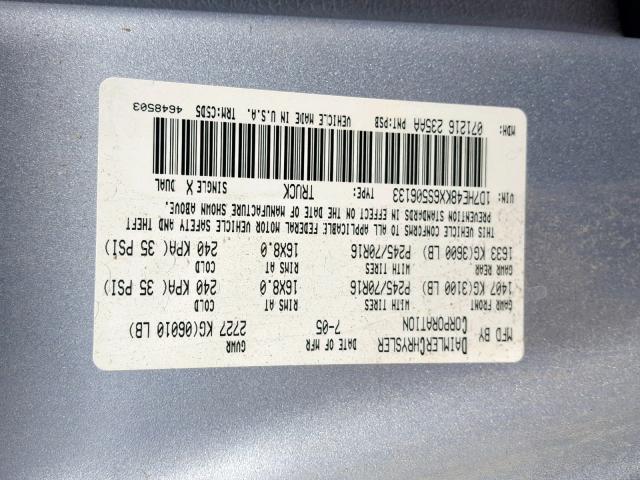 1D7HE48KX6S506133 - 2006 DODGE DAKOTA QUA SILVER photo 10