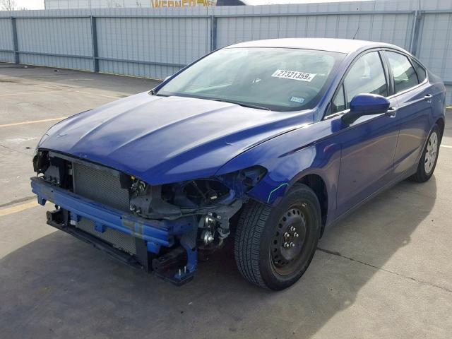 1FA6P0G74E5350952 - 2014 FORD FUSION S BLUE photo 2