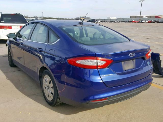 1FA6P0G74E5350952 - 2014 FORD FUSION S BLUE photo 3