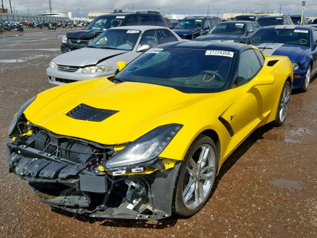 1G1YF2D79K5112735 - 2019 CHEVROLET CORVETTE S YELLOW photo 2