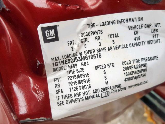 1G1NE52J53M619676 - 2003 CHEVROLET MALIBU LS Qırmızı foto 10