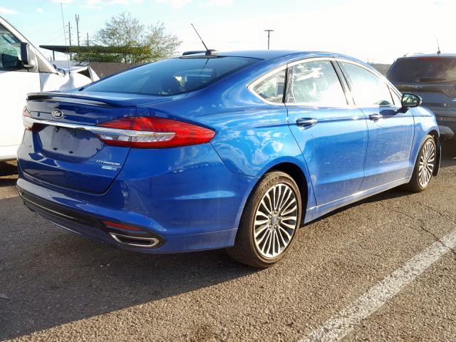 3FA6P0D91JR168834 - 2018 FORD FUSION TIT BLUE photo 4