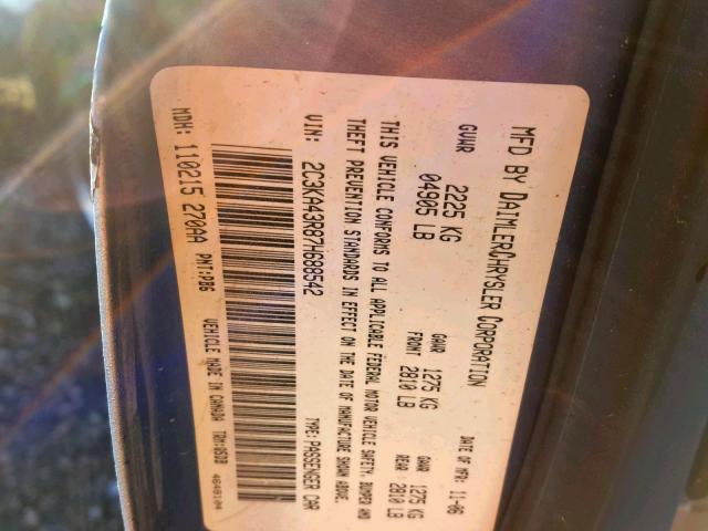 2C3KA43R87H688542 - 2007 CHRYSLER 300 BLUE photo 10