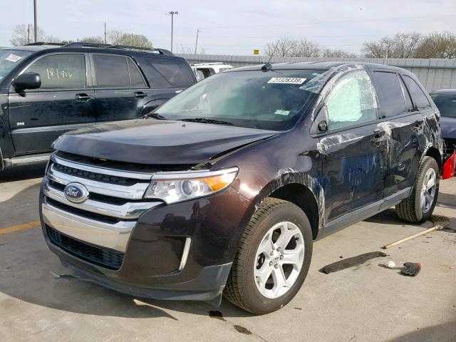 2FMDK3JC6EBB29464 - 2014 FORD EDGE SEL BLACK photo 2