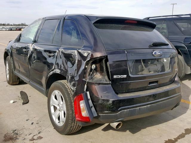 2FMDK3JC6EBB29464 - 2014 FORD EDGE SEL BLACK photo 3