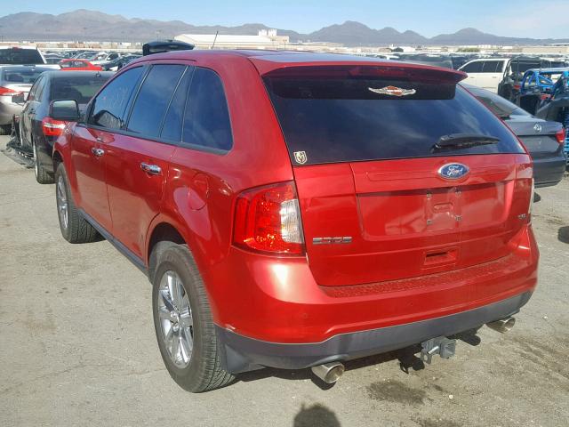 2FMDK3JCXBBA16449 - 2011 FORD EDGE SEL RED photo 3