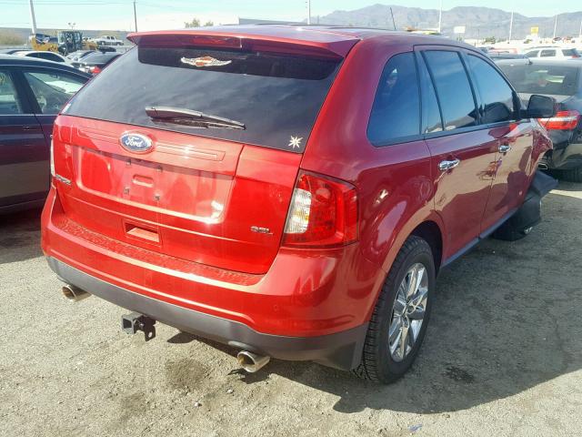 2FMDK3JCXBBA16449 - 2011 FORD EDGE SEL RED photo 4