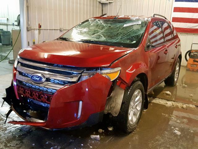 2FMDK4JC8EBA83173 - 2014 FORD EDGE SEL RED photo 2