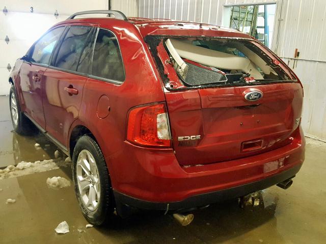 2FMDK4JC8EBA83173 - 2014 FORD EDGE SEL RED photo 3