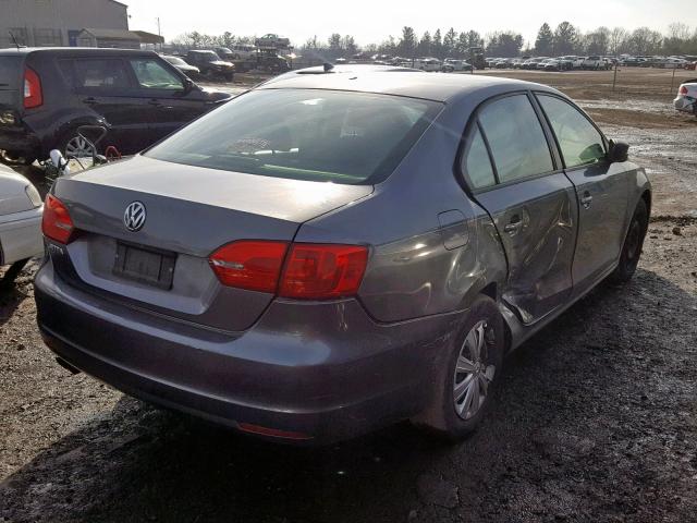 3VW2K7AJ3CM310046 - 2012 VOLKSWAGEN JETTA BASE GRAY photo 4