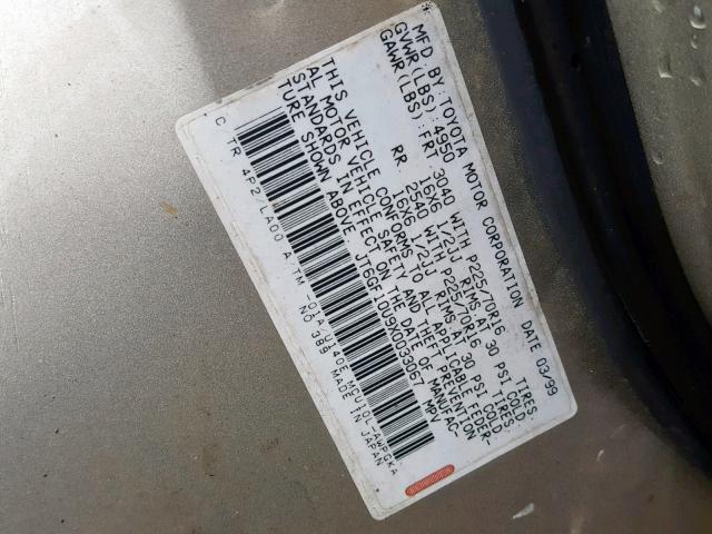 JT6GF10U9X0033067 - 1999 LEXUS RX 300 GOLD photo 10