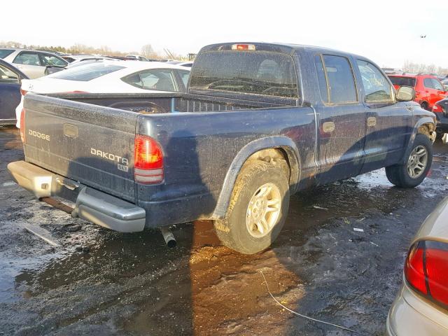 1D7HL48N14S726886 - 2004 DODGE DAKOTA QUA BLUE photo 4