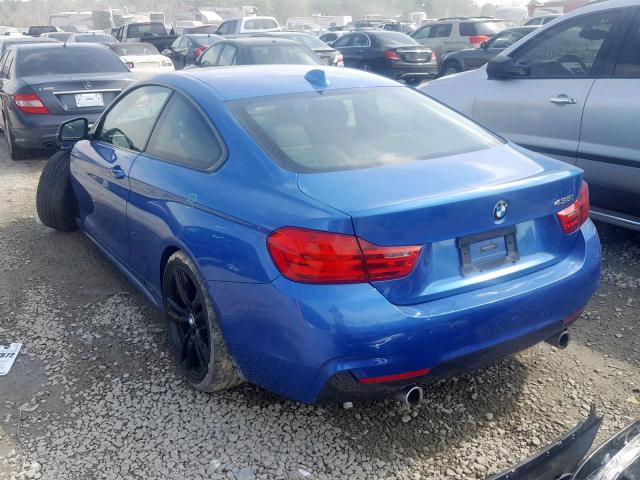 WBA3R1C57EF774313 - 2014 BMW 435 I BLUE photo 3