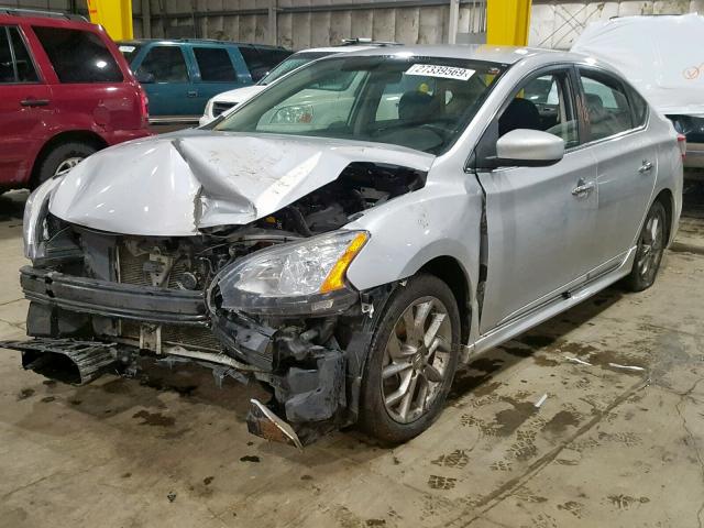 3N1AB7APXEL626798 - 2014 NISSAN SENTRA S SILVER photo 2