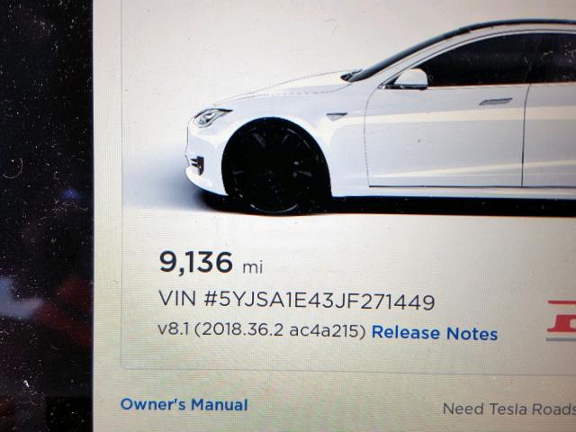 5YJSA1E43JF271449 - 2018 TESLA MODEL S Սպիտակ լուսանկար 8
