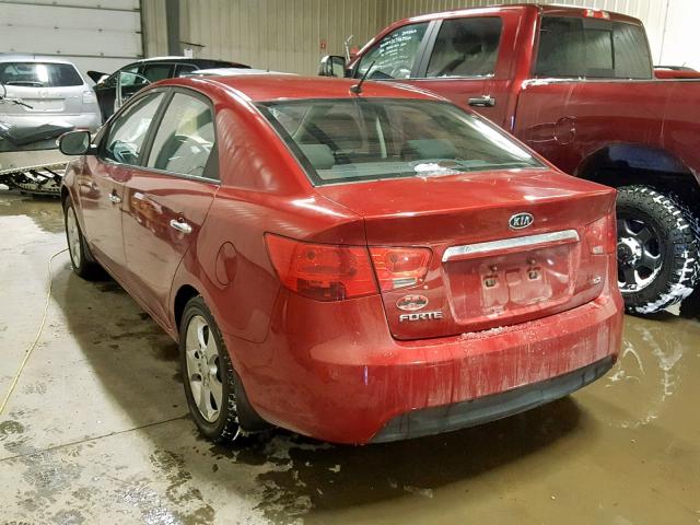 KNAFU4A20A5063350 - 2010 KIA FORTE EX RED photo 3