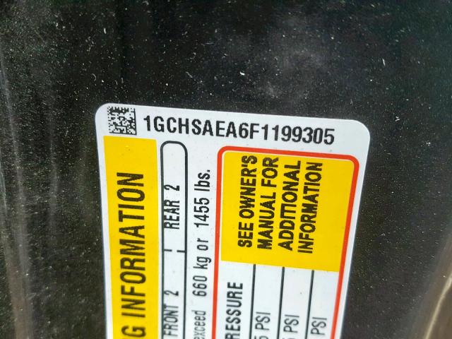 1GCHSAEA6F1199305 - 2015 CHEVROLET COLORADO BLACK photo 10