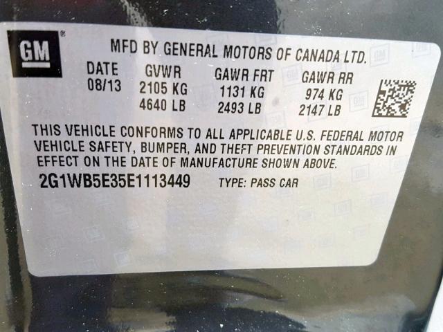 2G1WB5E35E1113449 - 2014 CHEVROLET IMPALA LIM GRAY photo 10