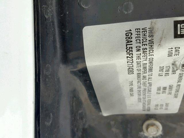 1G8AL55F27Z174383 - 2007 SATURN ION LEVEL WHITE photo 10