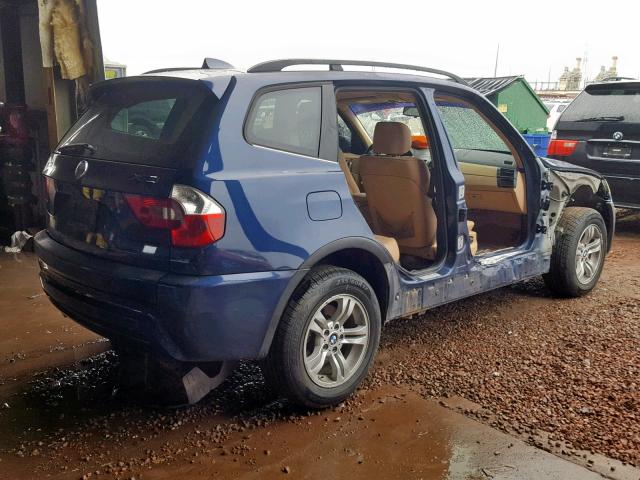 WBXPA93486WG83592 - 2006 BMW X3 3.0I BLUE photo 4