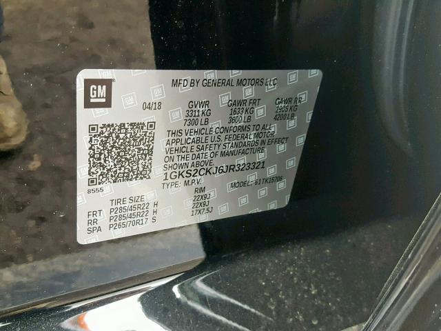 1GKS2CKJ6JR323321 - 2018 GMC YUKON DENA BLACK photo 10