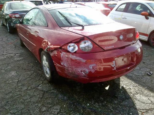 1ZWFT61LX25614050 - 2002 MERCURY COUGAR V6 RED photo 3