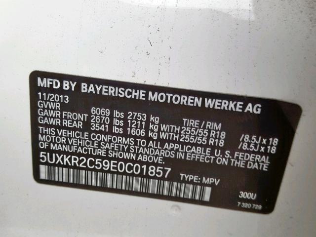 5UXKR2C59E0C01857 - 2014 BMW X5 SDRIVE3 WHITE photo 10