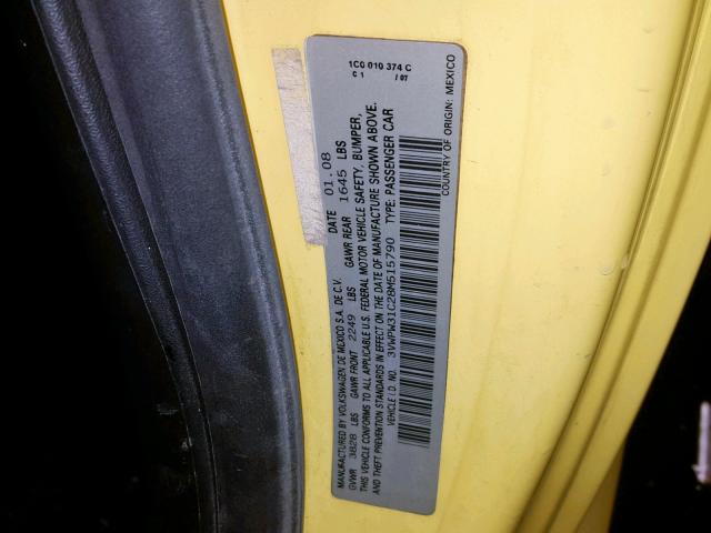 3VWPW31C28M515790 - 2008 VOLKSWAGEN NEW BEETLE Gelb Foto 10